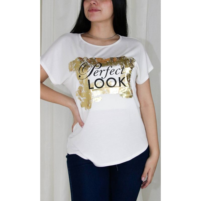 L Y H - Camiseta Para Mujer Manga Corta Blanco Marca L&H
