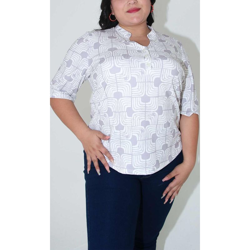 L Y H - Camiseta Para Mujer Manga 34 Beige Marca L&H