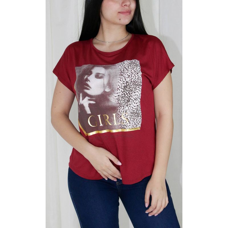 L Y H - Camiseta Para Mujer Manga Corta Rojo Marca L&H