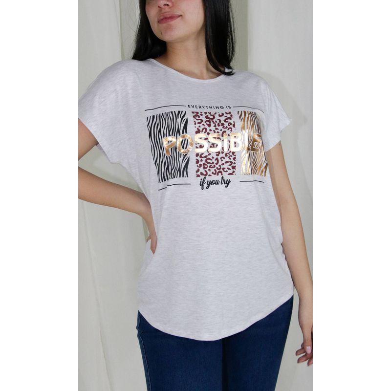 L Y H - Camiseta Para Mujer Manga Corta Gris Claro Marca L&H