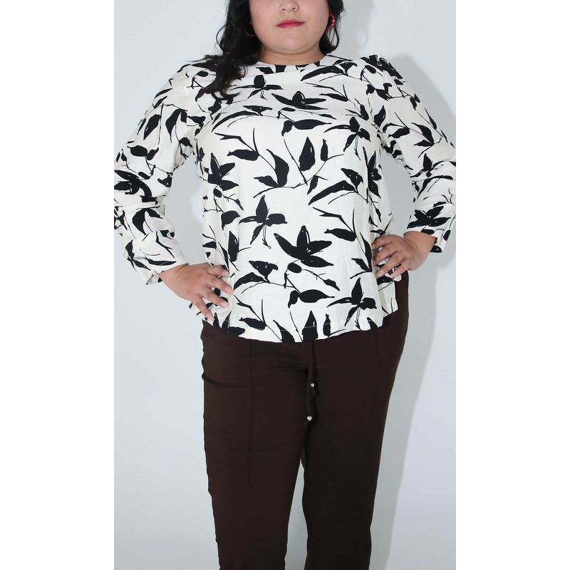 L Y H - Blusa Para Mujer Manga 34 Hueso Marca L&H