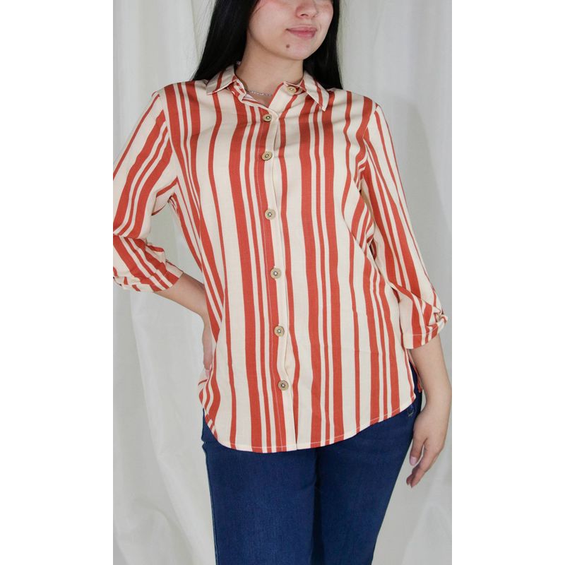 L Y H - Blusa Para Mujer Manga 34 Naranjo Marca L&H