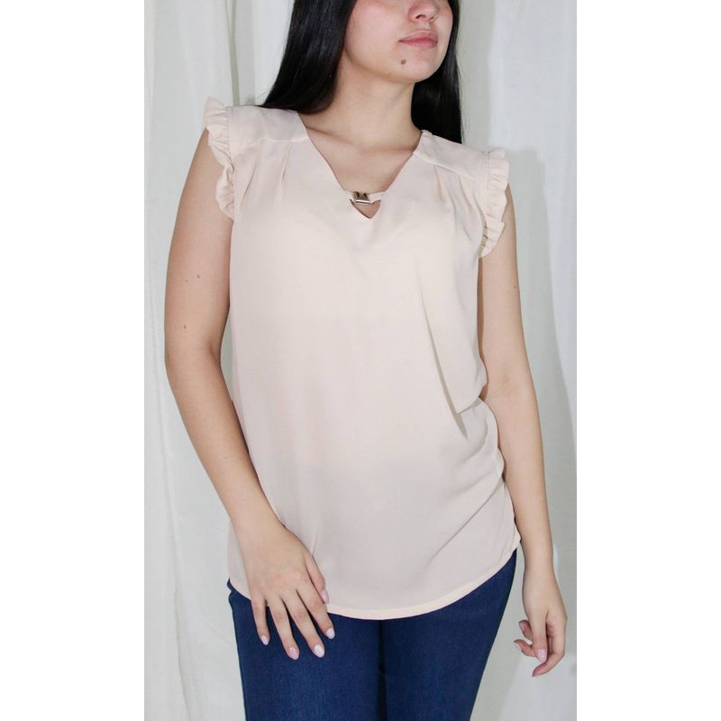 L Y H - Blusa Para Mujer Sin Manga Beige Marca L&H