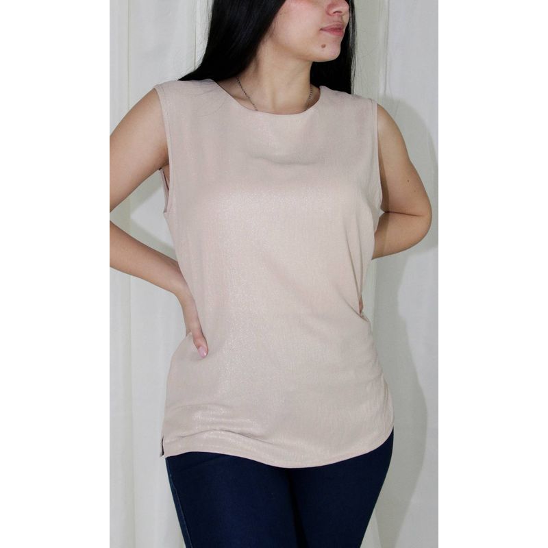 L Y H - Blusa Para Mujer Sin Manga Beige Marca L&H