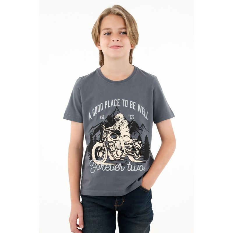 TENNIS - Camiseta gris estampada para niño