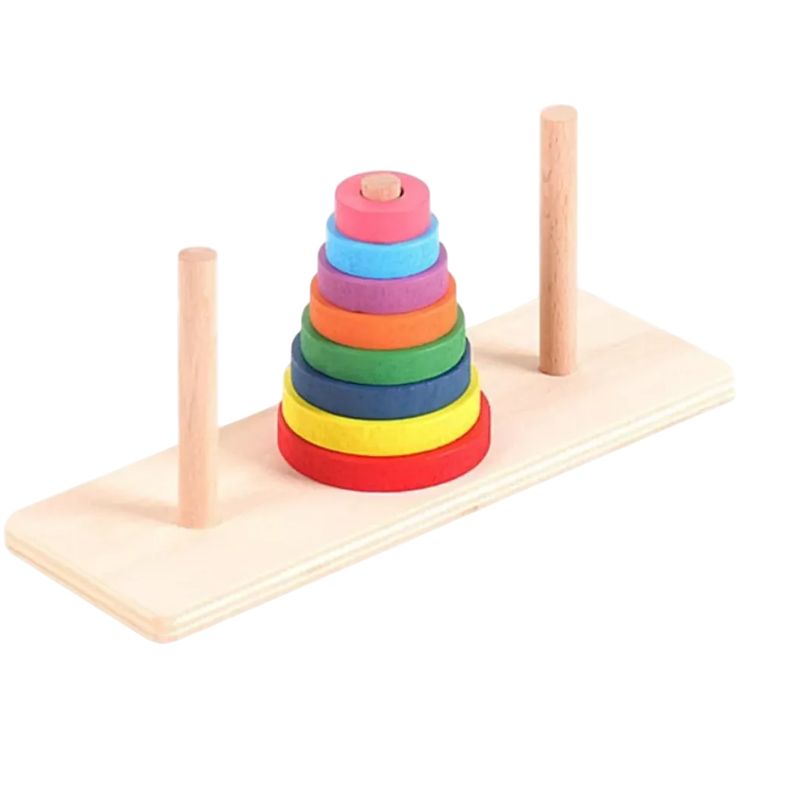 GENERICO - Juego Didáctico Madera Torre Con Aros Encajables