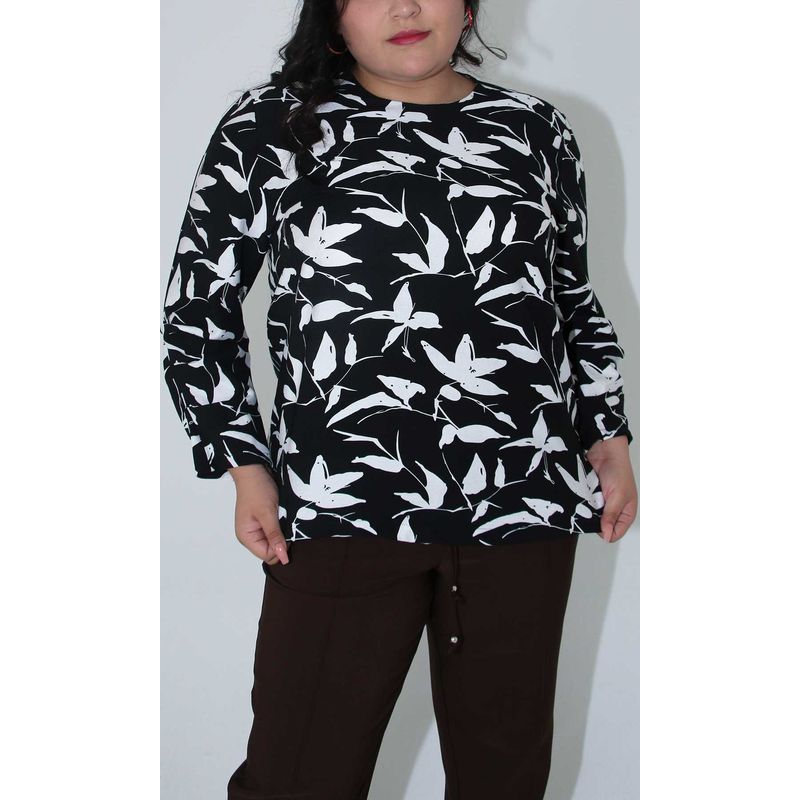 L Y H - Blusa Para Mujer Manga 34 Negro Marca L&H