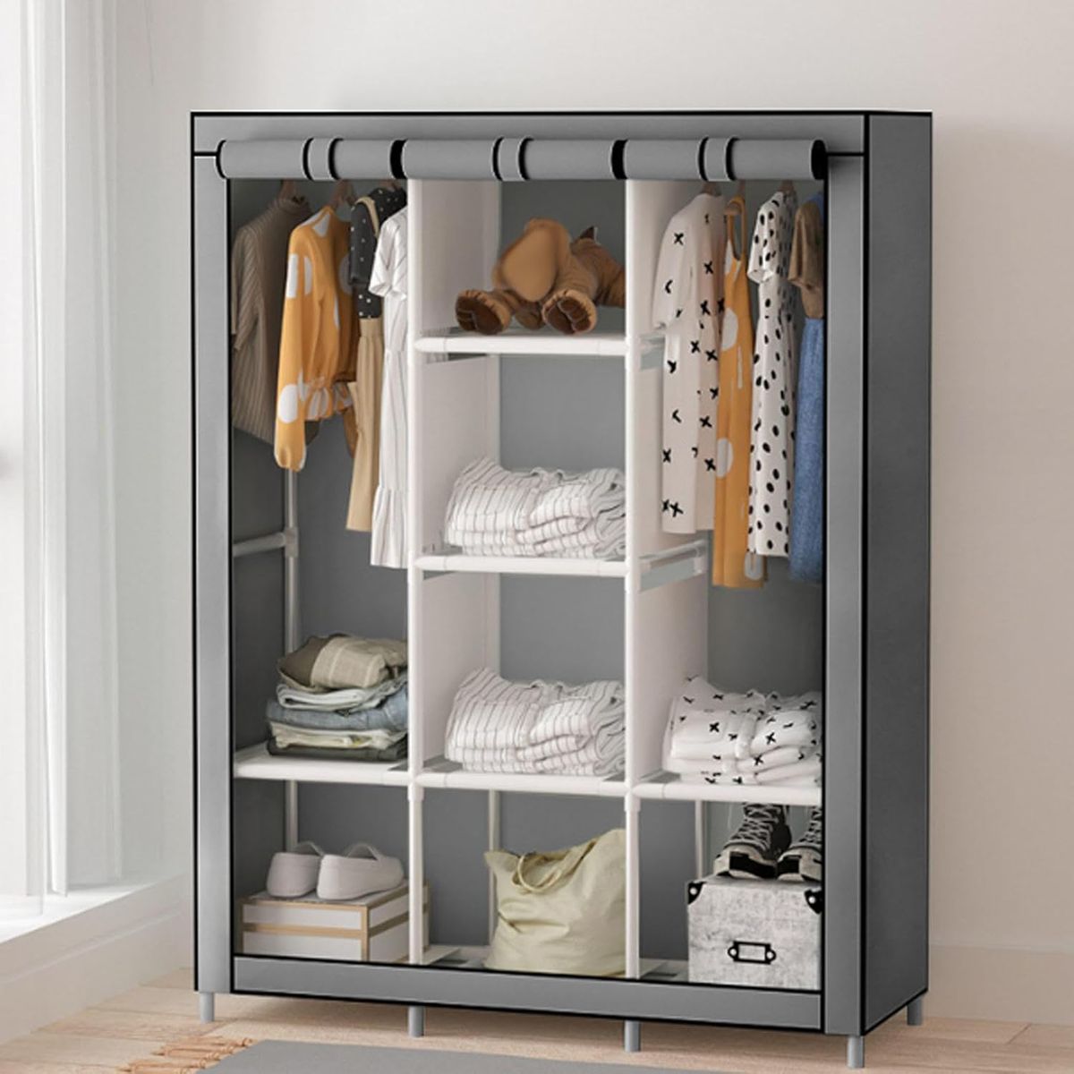 GENERICO - Closet Tela Portátil con Estantes Almacenamiento Ordenado para Ropa Hogar