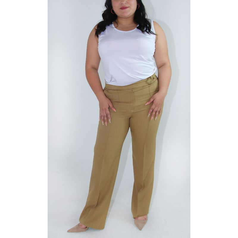 L Y H - Pantalon Para Mujer Khaki Oscuro Marca L&H