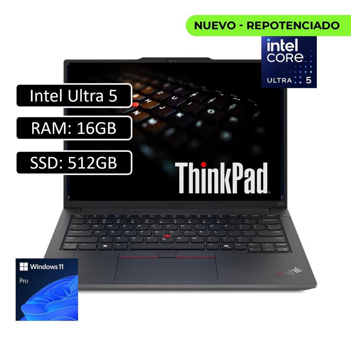 LENOVO - PORTATIL LENOVO ThinkPad E14 Gen 6 Intel Core Ultra 5 125 /SSD 512GB/ RAM 16GB/ Pantalla 14