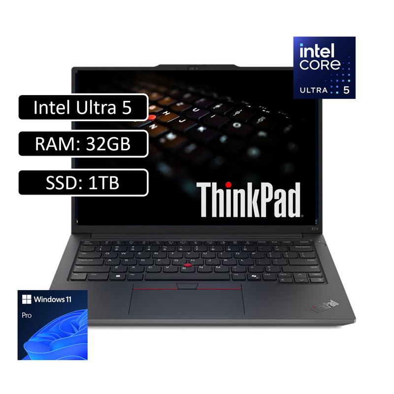LENOVO - PORTATIL LENOVO ThinkPad E14 Gen 6 Intel Core Ultra 5 125 /SSD 1TB/ RAM 32GB/ Pantalla 14