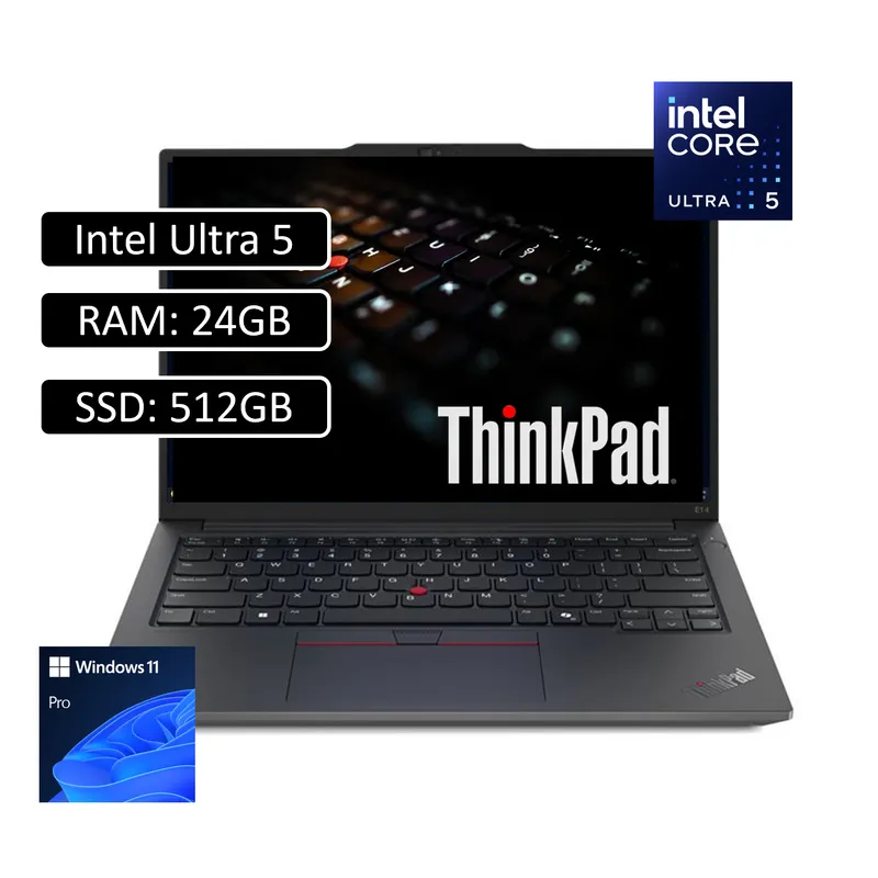 LENOVO - PORTATIL LENOVO ThinkPad E14 Gen 6 Intel Core Ultra 5 125 /SSD 512GB/ RAM 24GB/ Pantalla 14