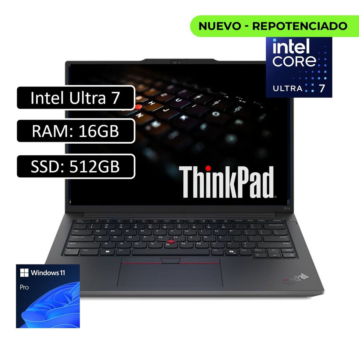 LENOVO - PORTATIL LENOVO ThinkPad E14 Gen 6 Intel Core Ultra 7 155H /SSD 512GB/ RAM 16GB/ Pantalla 14