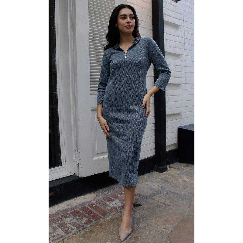 L Y H - Vestido Para Mujer Manga 34 Azul Marca L&H