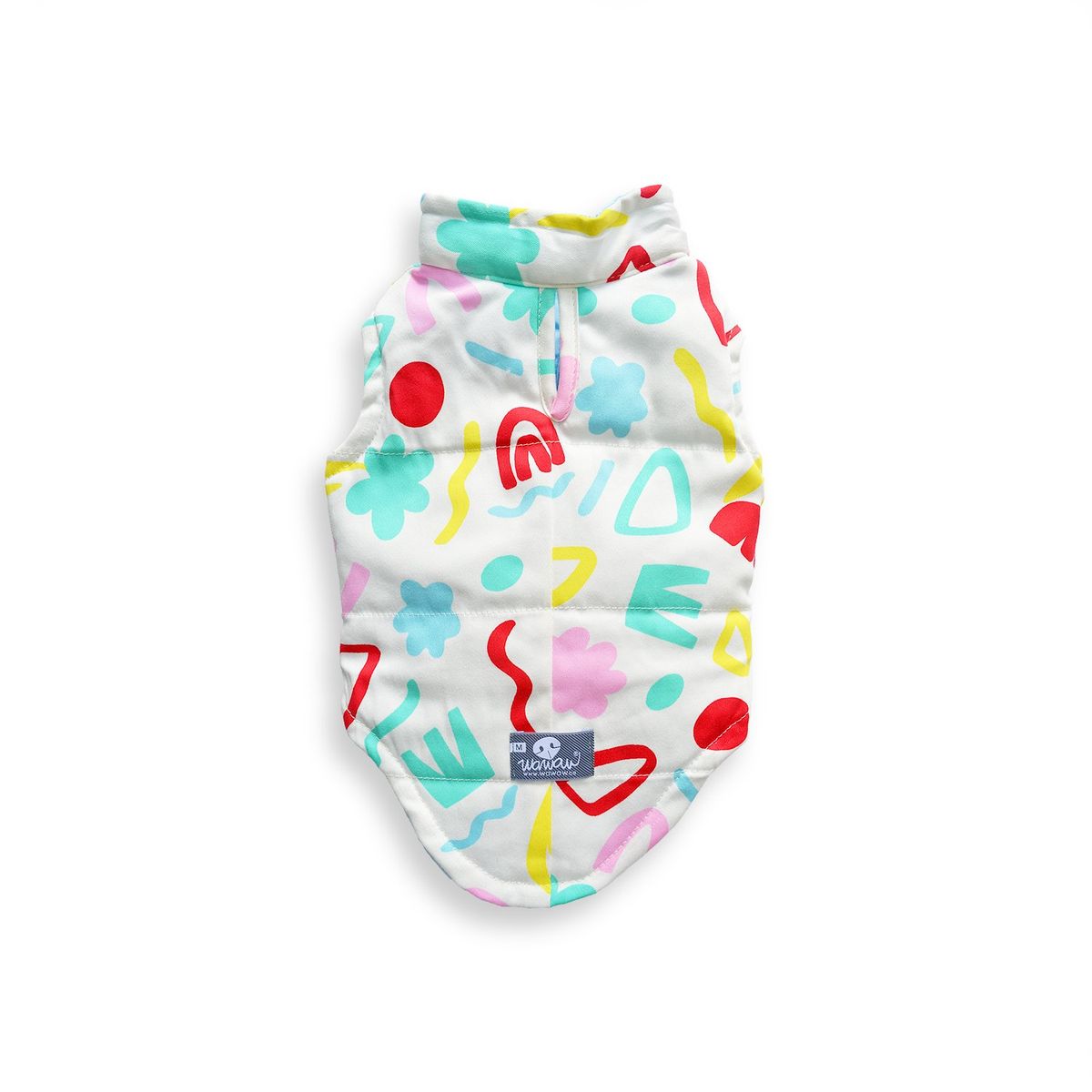 WAWAW - Chaleco para perro talla XS marfil figuras colores rojo