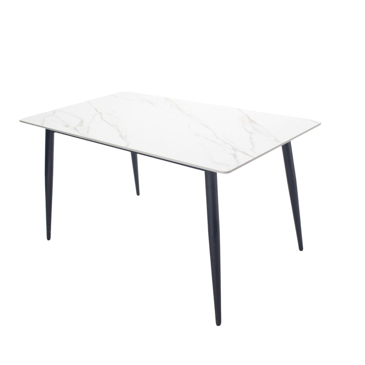 AKIVOY - Comedor Genova en Marmol 4 Puestos Silla Negra