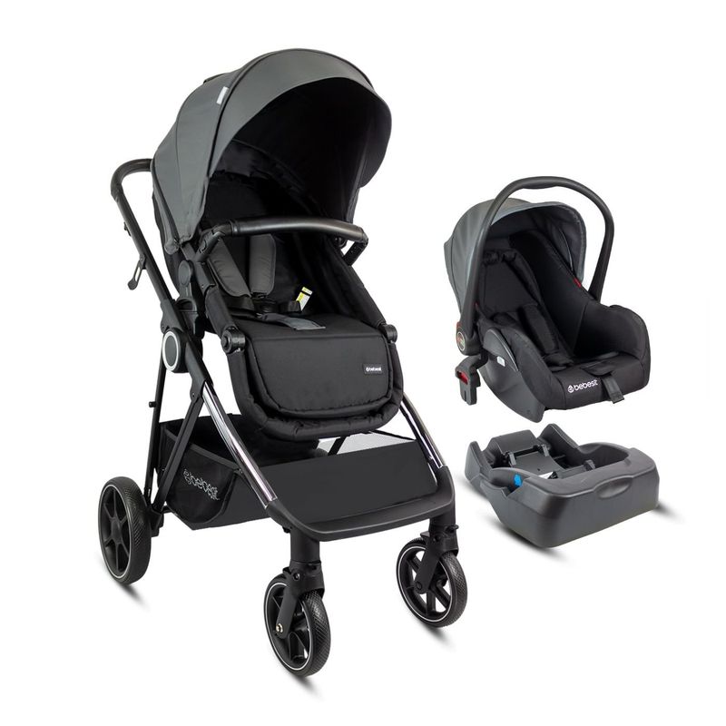 BEBESIT - Coche Moises Travel System 3 En 1 Bebé Cosmos Bebesit Gris