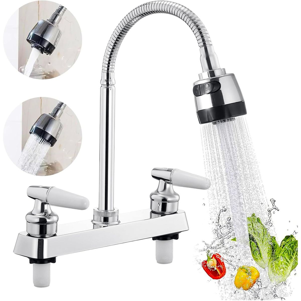 ONE PIXEL - Grifo Llave Para Cocina Doble Comando Flexible Cromado