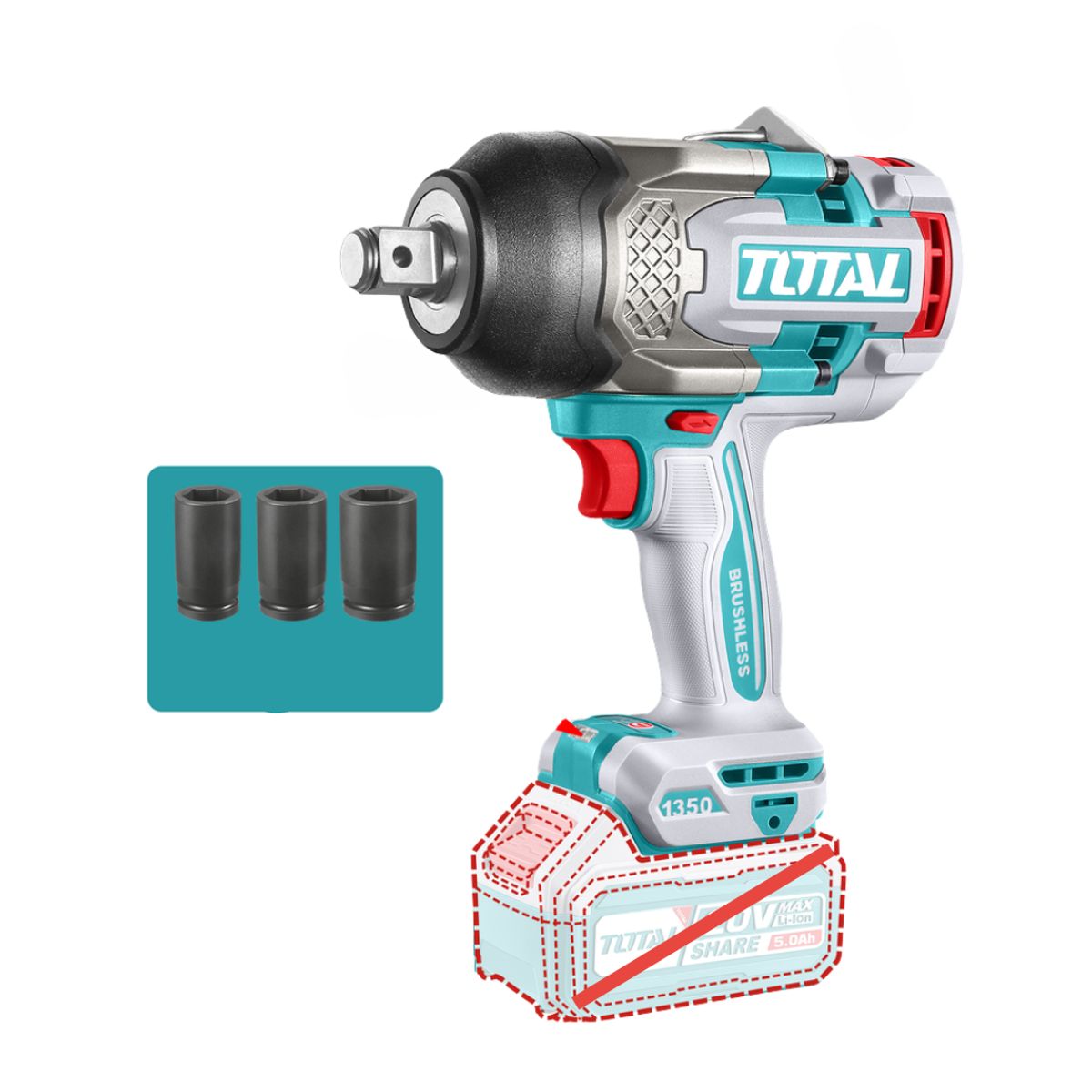 TOTAL - Pistola Impacto 34 20v 1350nm Sin Bat Ni Carg Total