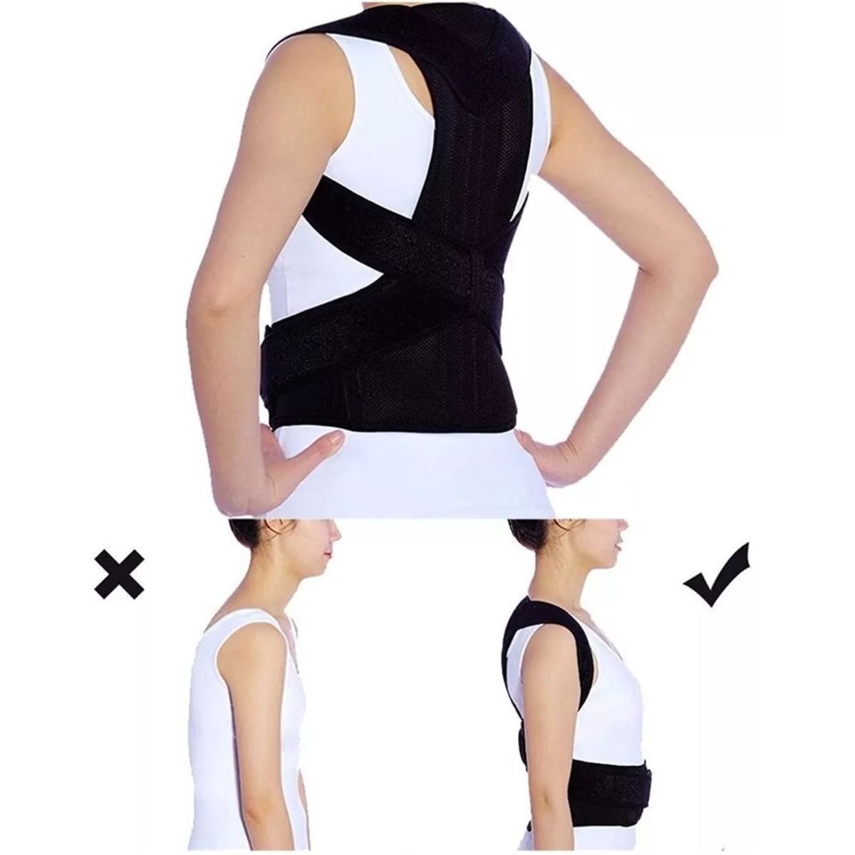 GENERICO - Cinturón Corrector de Postura YN-121 para Espalda y Hombros Ajustable