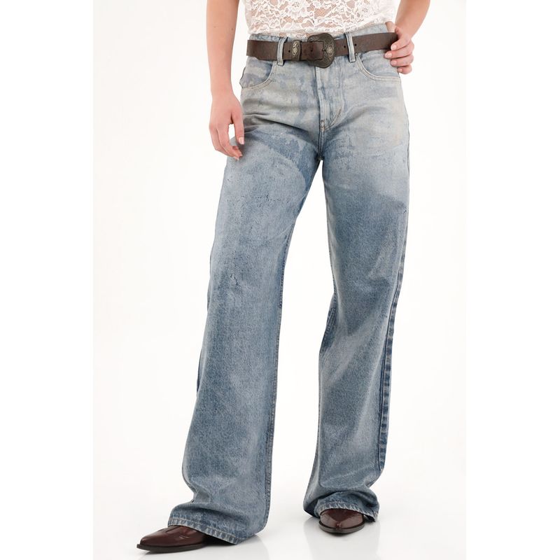 TENNIS - Jean Wide Leg tiro alto con lavado degradé para mujer
