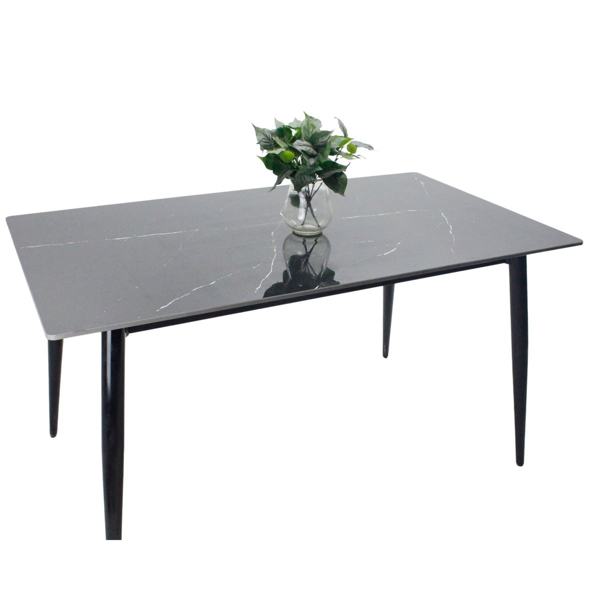 AKIVOY - Comedor Genova en Marmol Negro 4 Puestos Silla Negra