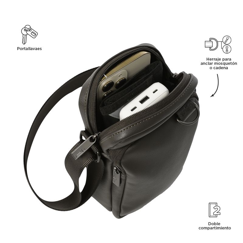 Bolso Manos Libres Para Hombre Marrón Oscuro Lowe Totto TOTTO