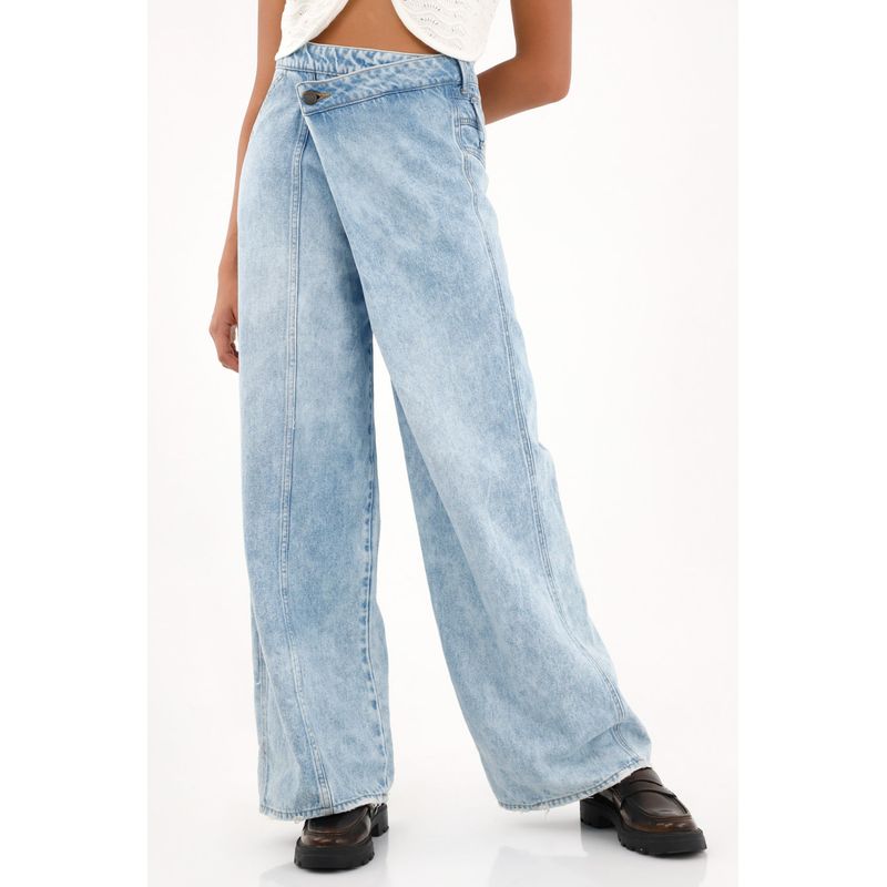 TENNIS - Jean Wide Leg asimétrico de tiro bajo para mujer