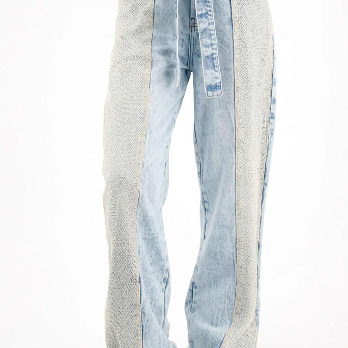 TENNIS - Jean Wide Leg con detalle de malla y brillo para mujer