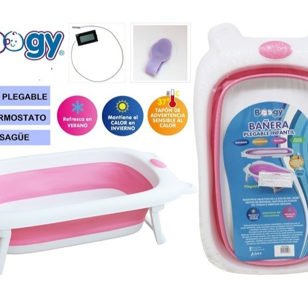 GENERICO - Bañera Infantil Plegable Rosado Boogy