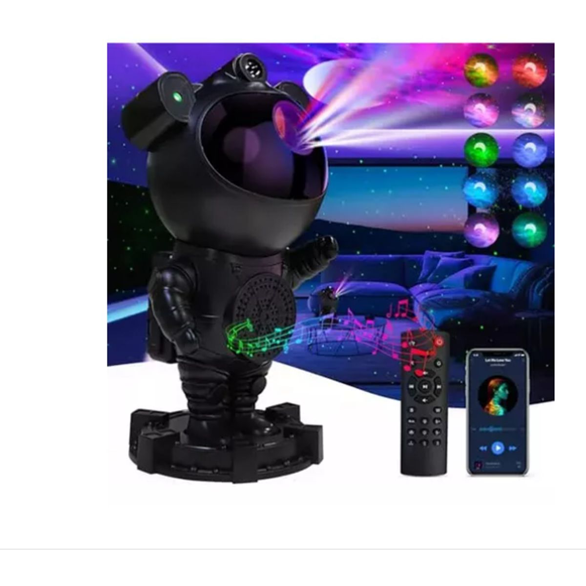 GENERICO - Proyector Astronuata con parlante y control Color negro