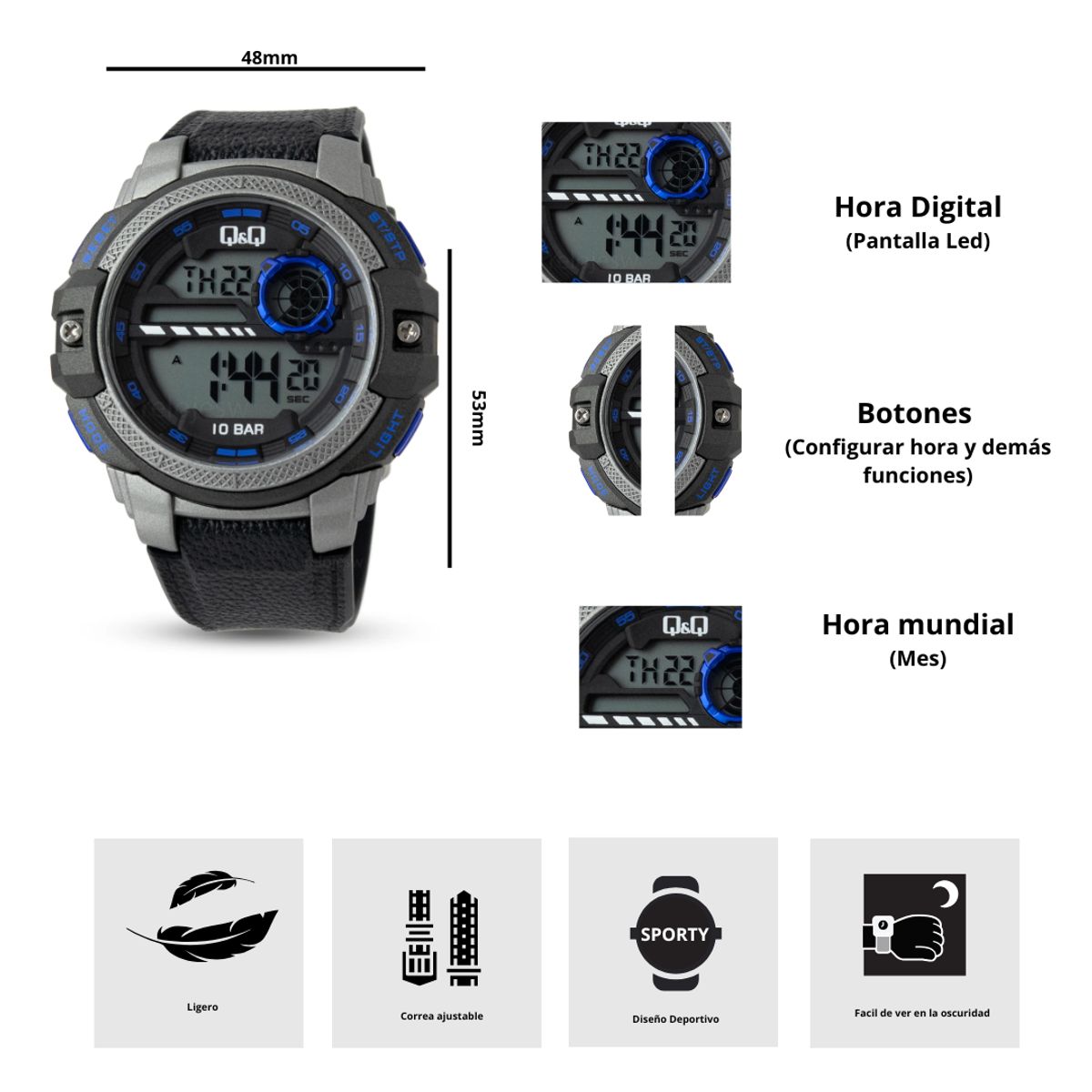 Q&Q - Reloj Q&Q G08A501VY Diseño Deportivo