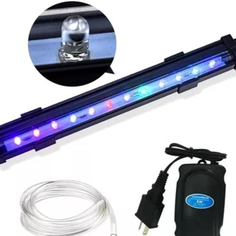 GENERICO - DIFUSOR BURBUJAS COLORES LED LUCES LUZ PECERA ACUARIO  35CM