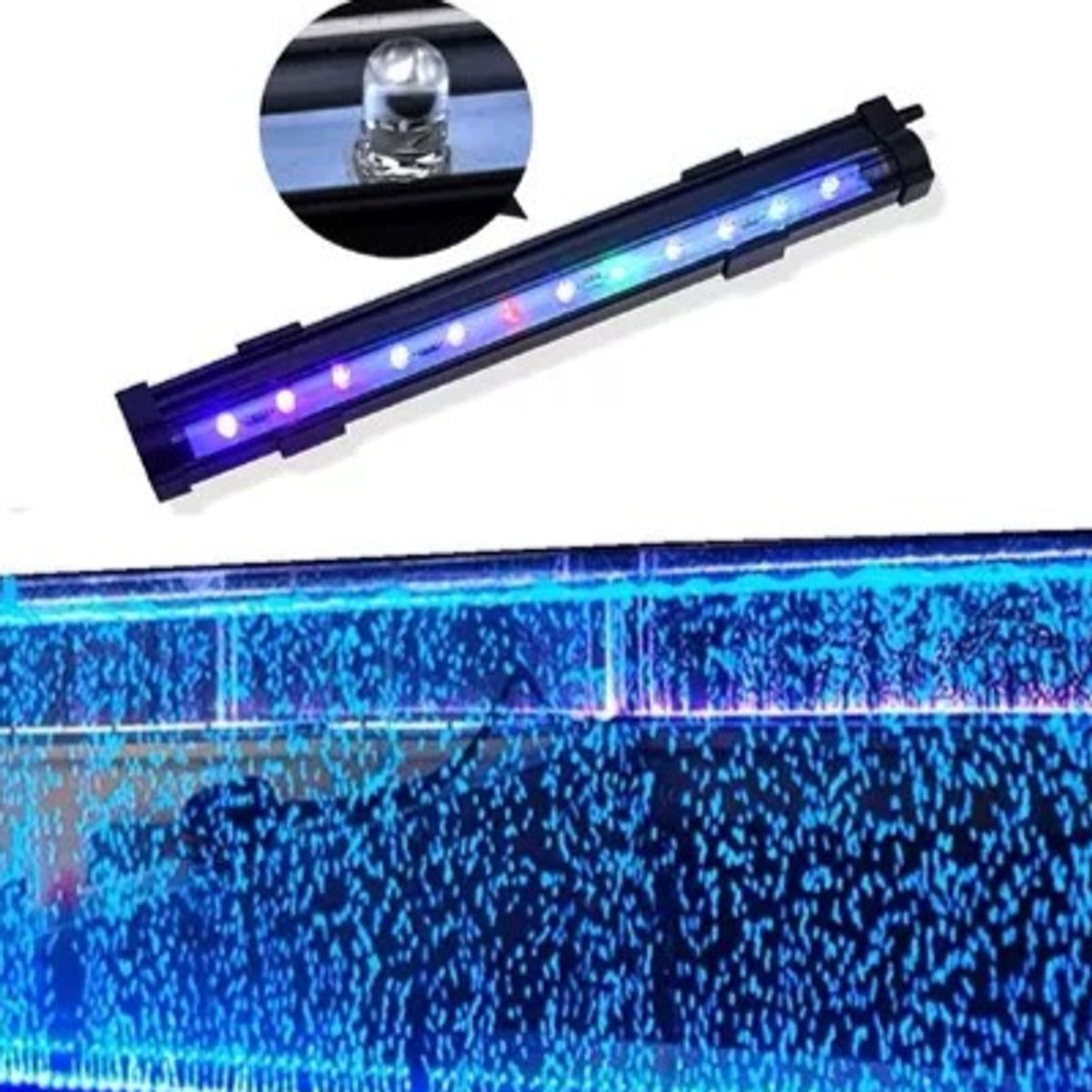 GENERICO - DIFUSOR BURBUJAS COLORES LED LUCES LUZ PECERA ACUARIO  35CM