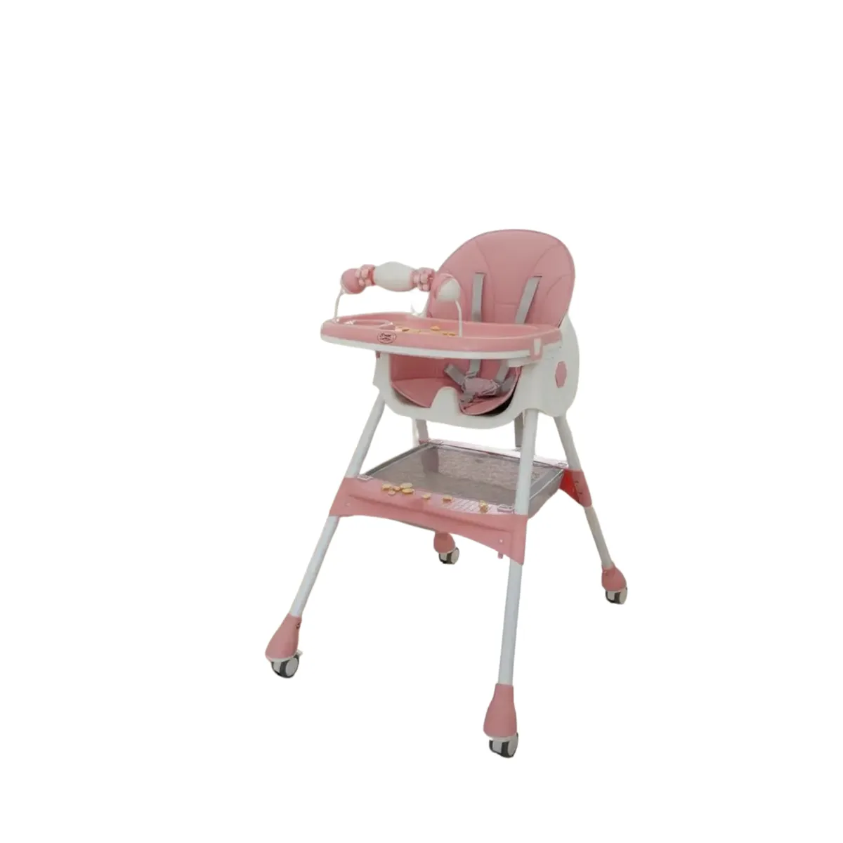 KIDSHOP - Silla Comedor Para Bebé Plegable Con Ruedas 555-13A Rosado
