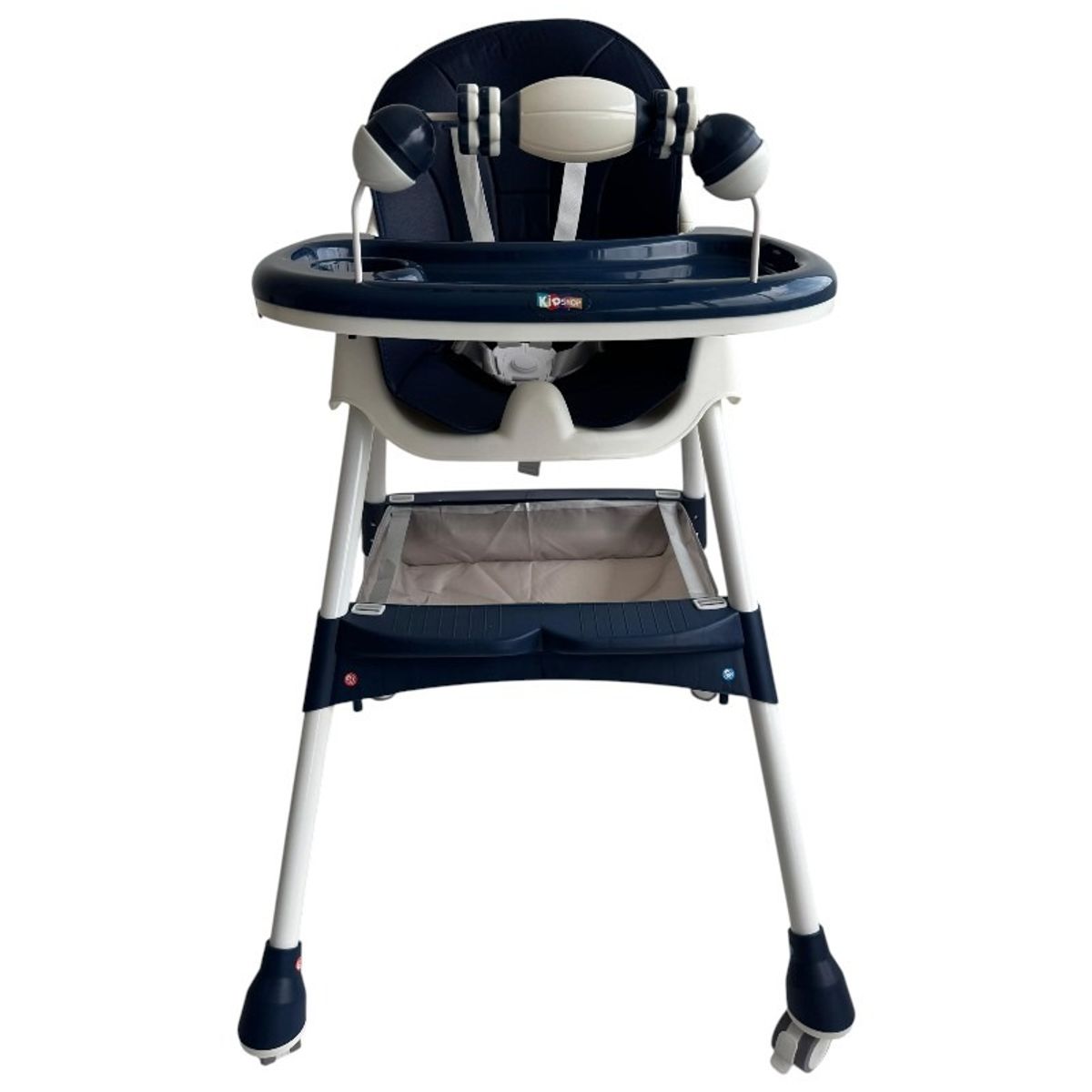 KIDSHOP - Silla Comedor Para Bebé Plegable Con Ruedas 555-13A Azul