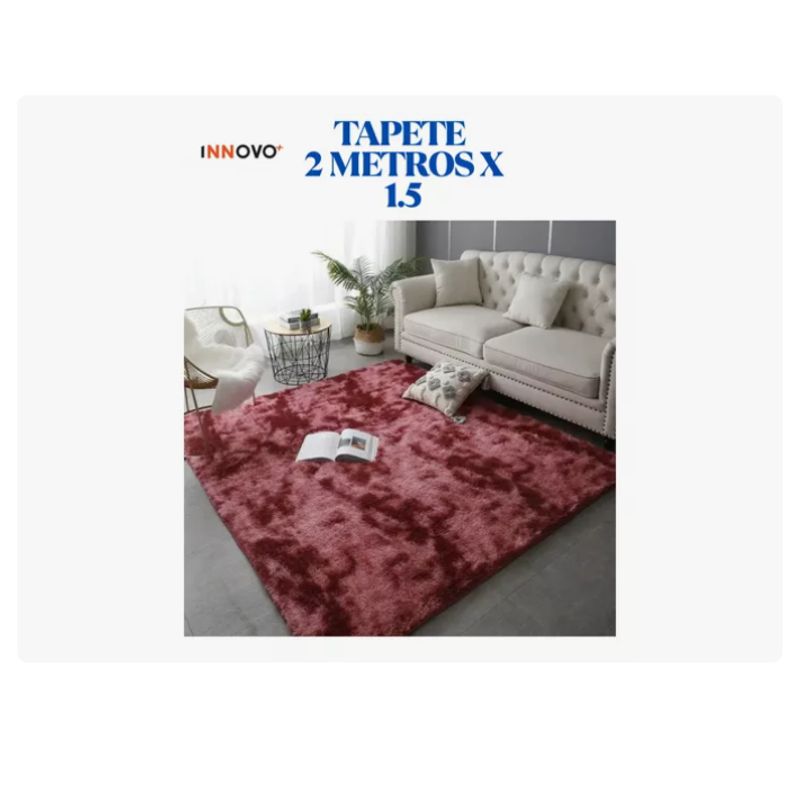 INNOVA - Tapete Alfombra Antideslizante Peluda 1.5 X 2 Metros Decorativo Reds