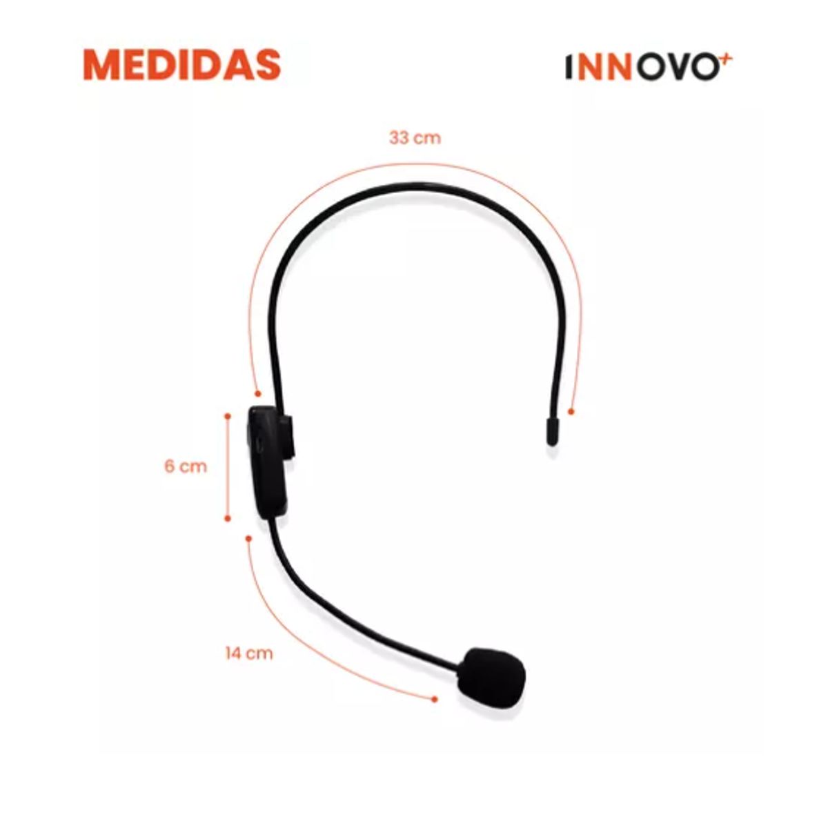 INNOVA - Microfono Conferencia Diadema Bluetooth 5.0 Con Adaptador Jack 3.5