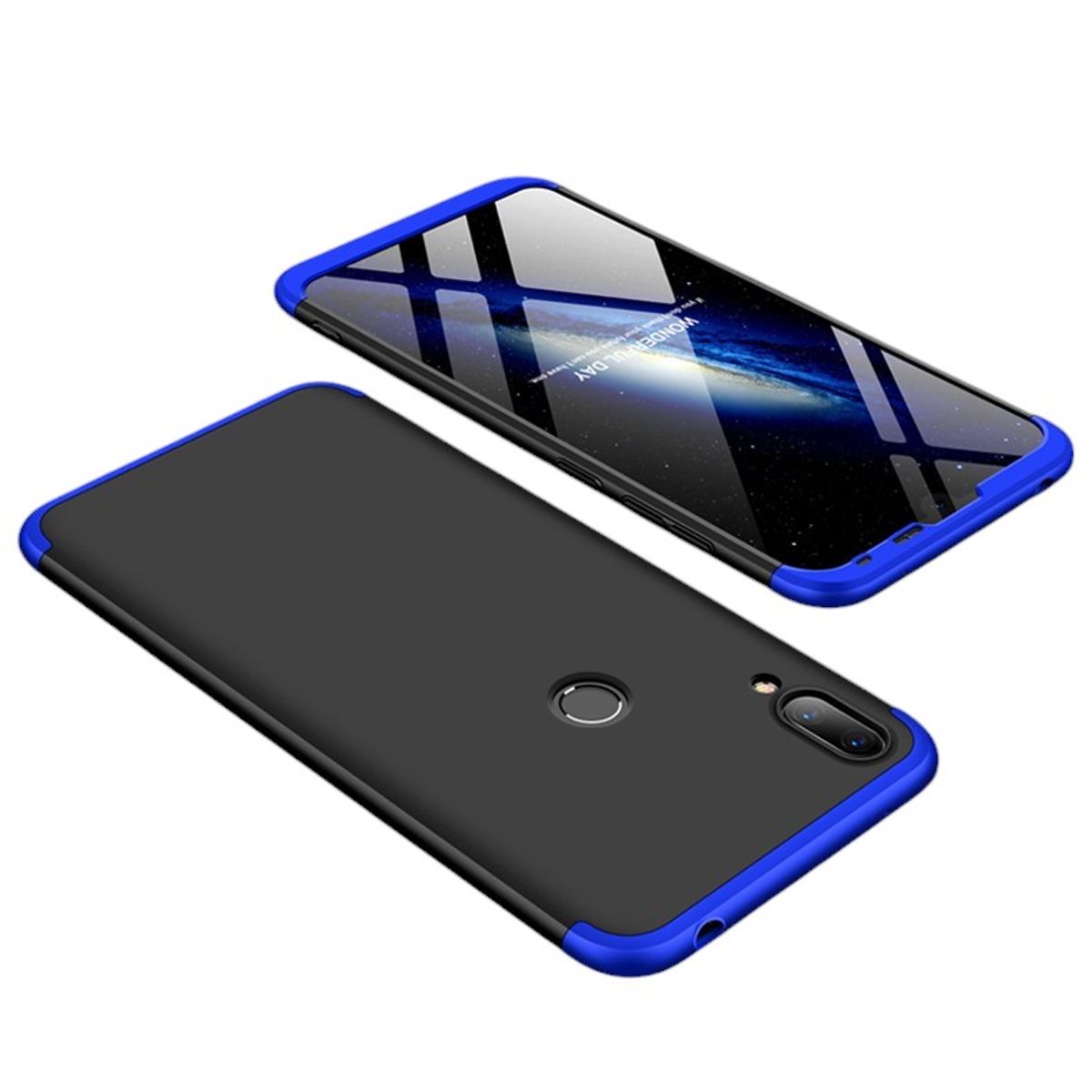 GENERICO - Funda Carcasa Estuche Protector Para Huawei  Y7 2019 Negro Azul