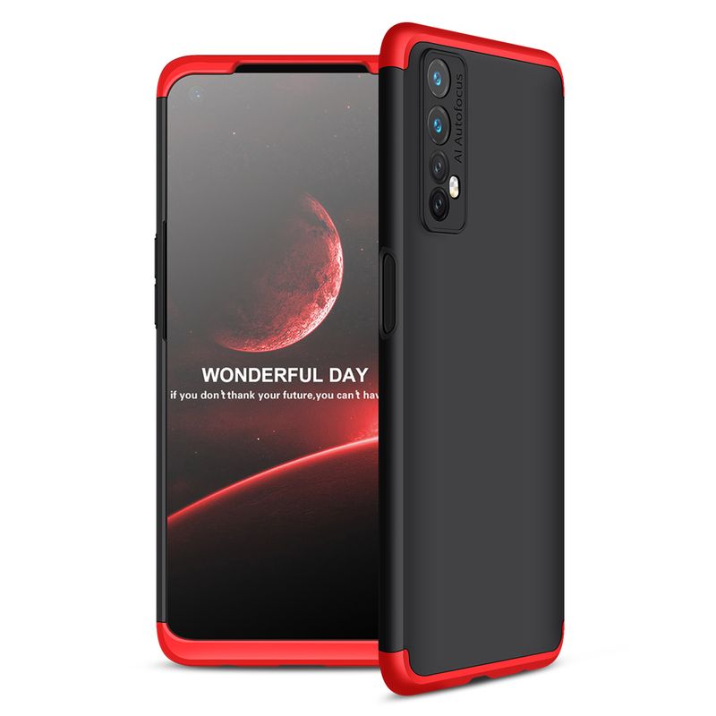 GENERICO - Funda Carcasa Estuche Protector Para Oppo Realme 7 Negro Rojo