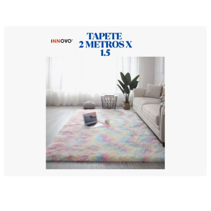 INNOVA - Tapete Alfombra Antideslizante Peluda 1.5 X 2 Metros Mix Rosa