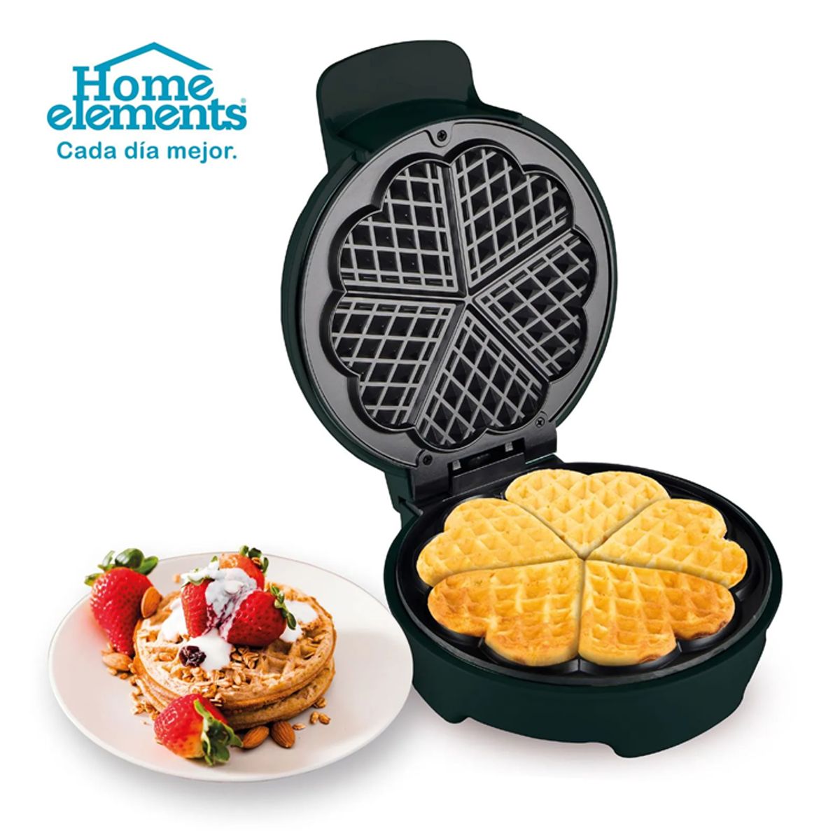 HOME ELEMENTS - Wafflera Negra de Platos Negros Home Elements HEW-906N