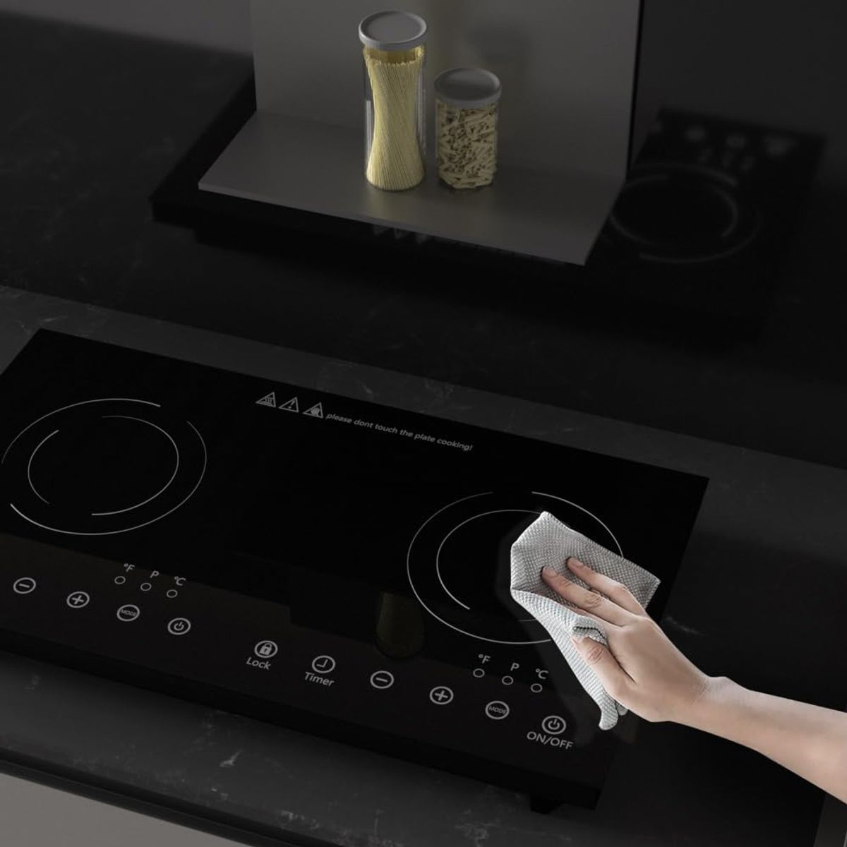 RENAHOUSE - Estufa Inducción 2000w Digital + Bateria Cocina Y Utensilios