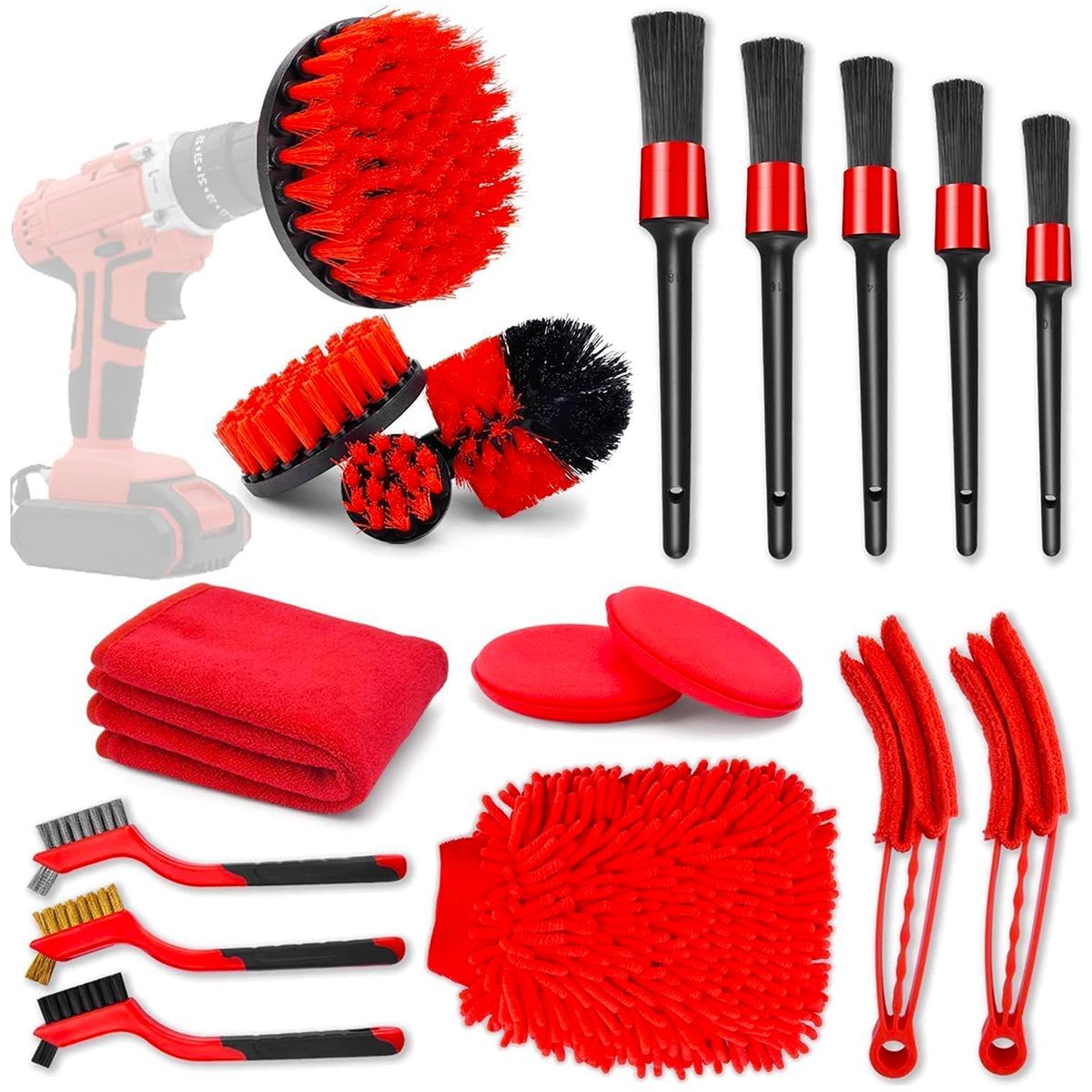 ONE PIXEL - Kit Limpiador Para Carro 18 Piezas Cepillo Interior Exterior