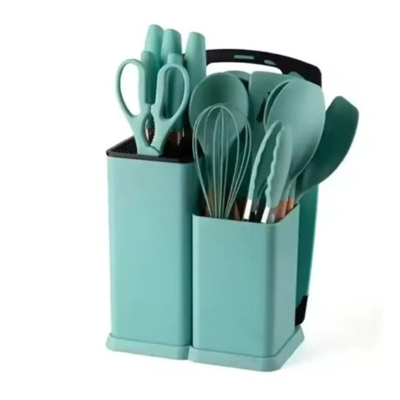ZHOPI CO - Set Utensilios Cocina Silicona 19 Pz Resistentes Al Calor