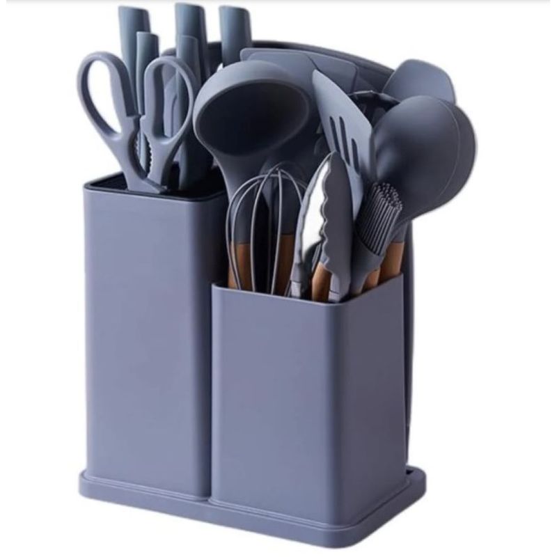 ZHOPI CO - Set Utensilios Cocina Silicona 19 Pz Resistentes Al Calor