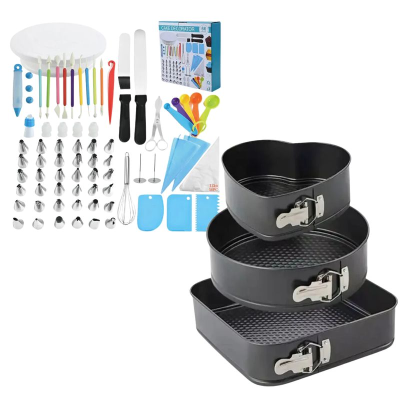 GENERICO - Combo Moldes Para Tortas 3 Pcs 66pcs Herramientas Repostería