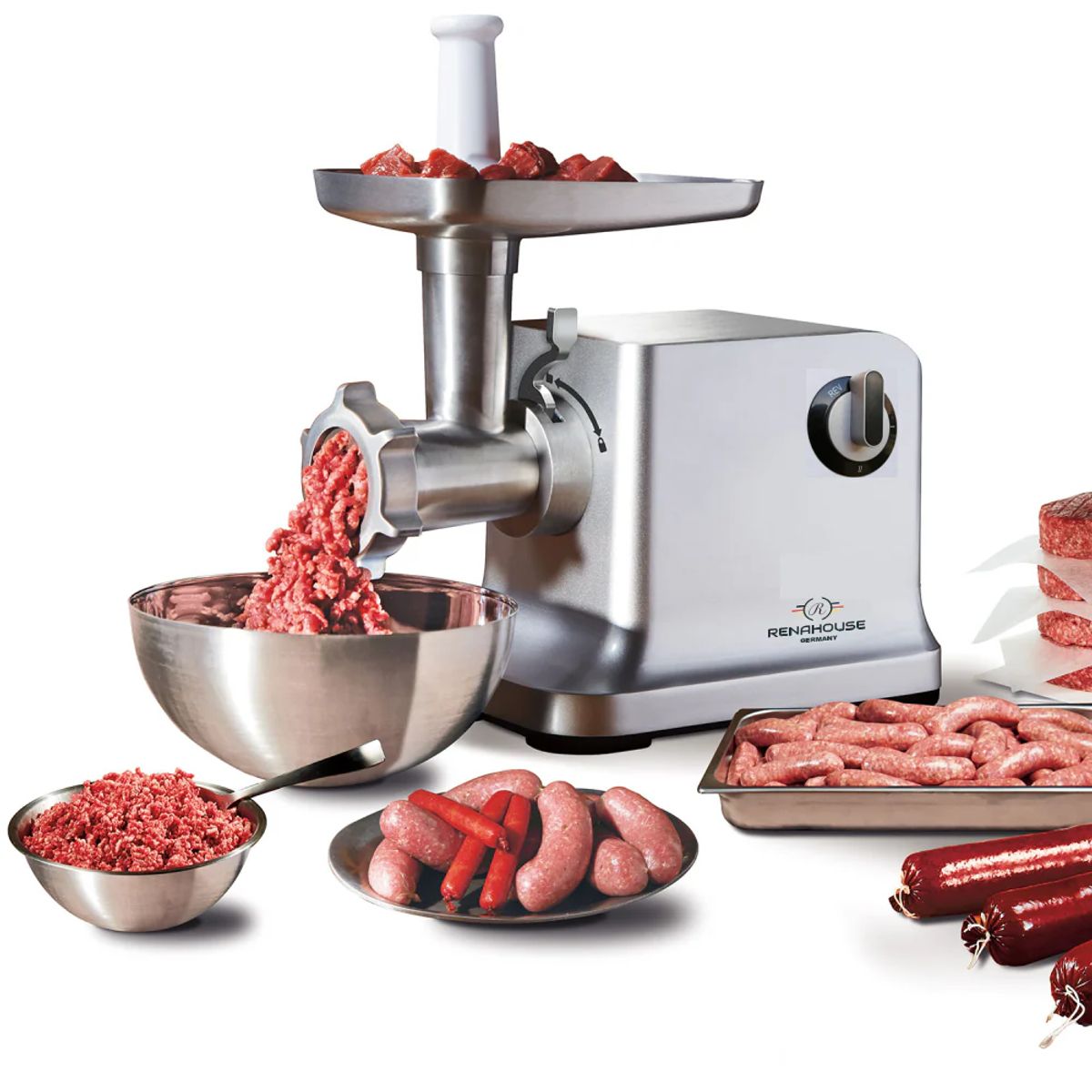 RENAHOUSE - Picador De Carne Eléctrico 3000w Con Accesorios Renahouse