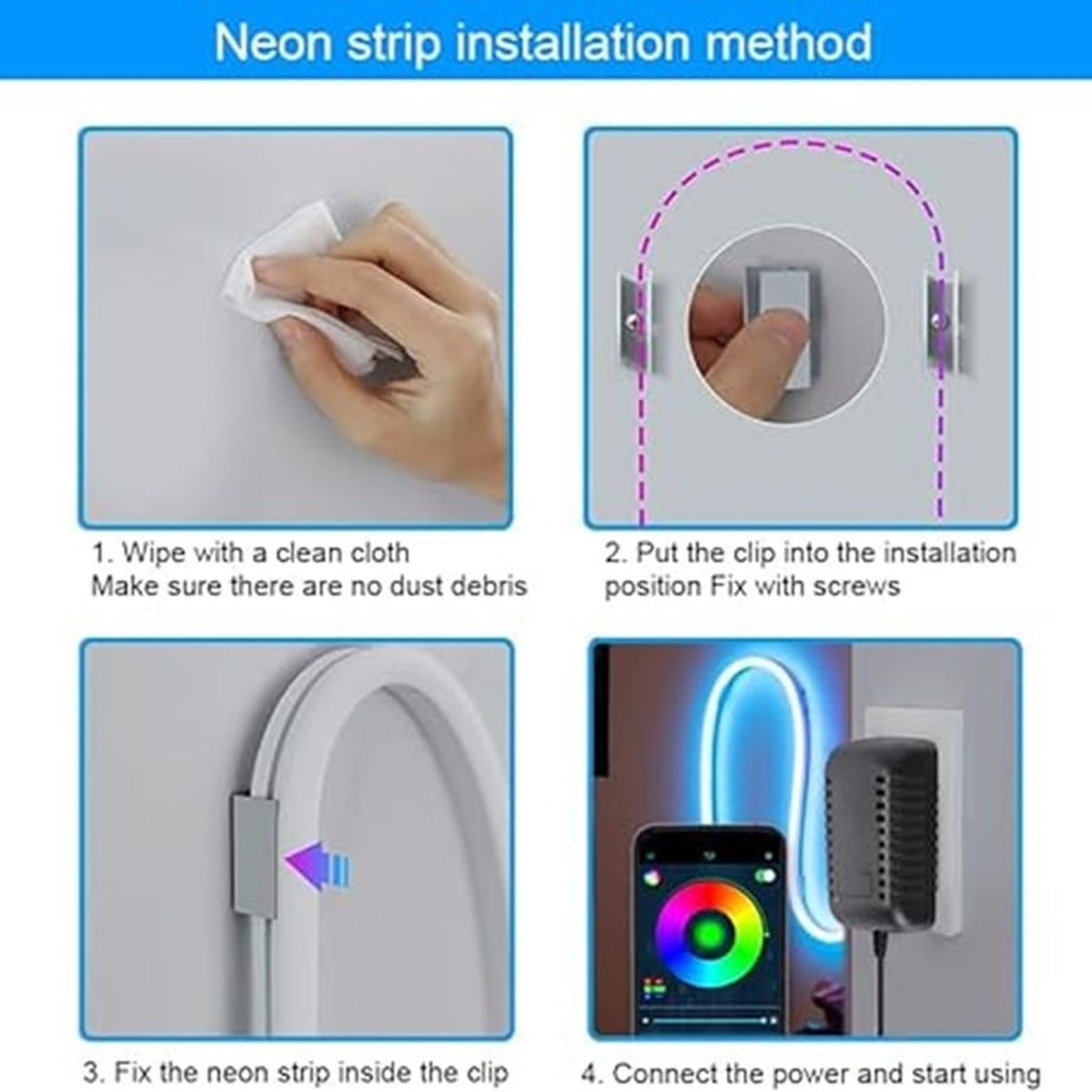 GENERICO - Tira LED Neon Inteligente RGB – 5 Metros
