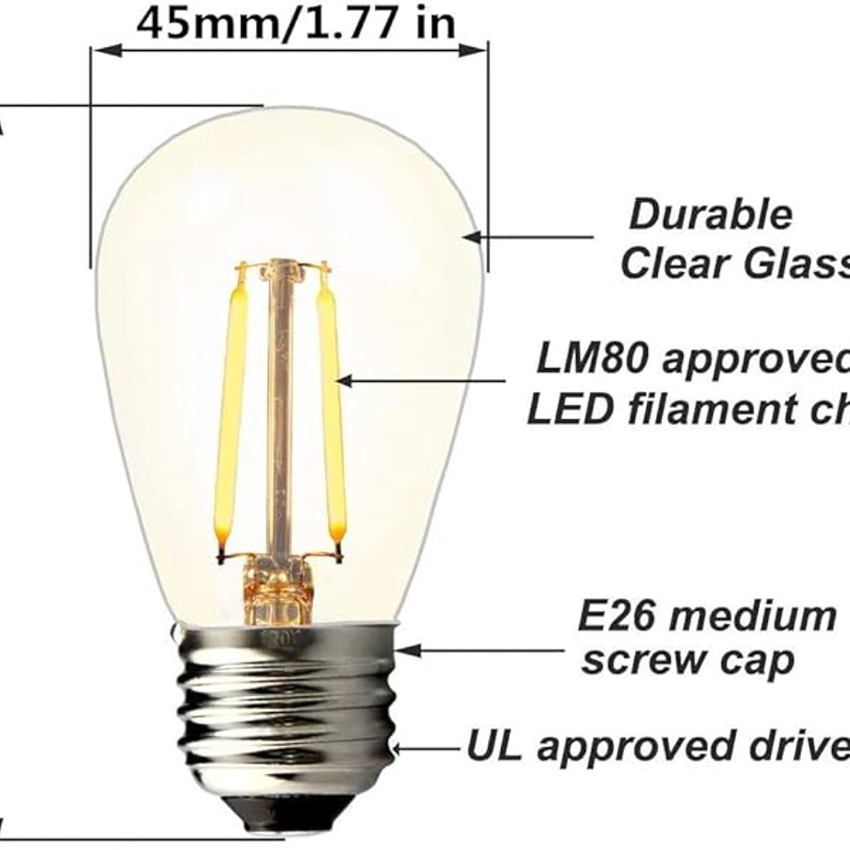 GENERICO - Guirnalda de Luces Vintage – 20 Bombillos / 20 Metros